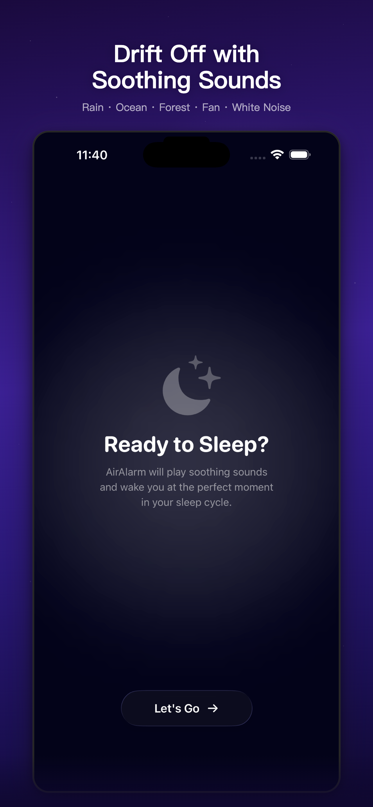 AirAlarm sleep sounds screen